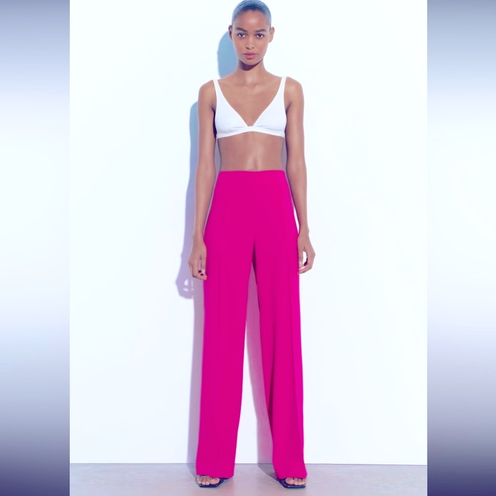 Zara long flowing neon pink pants - Picture 7 of 16